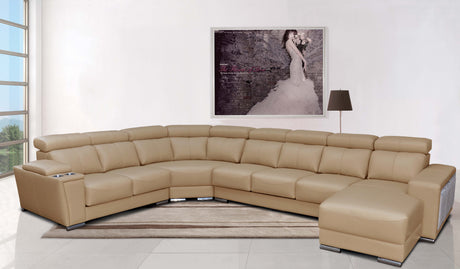 8312 Brown/Walnut Top-grain Leather LAF Sectional from ESF Furniture - Luna Furniture