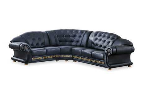 Apolo Black Italian Leather RAF Sectional from ESF Furniture - Luna Furniture