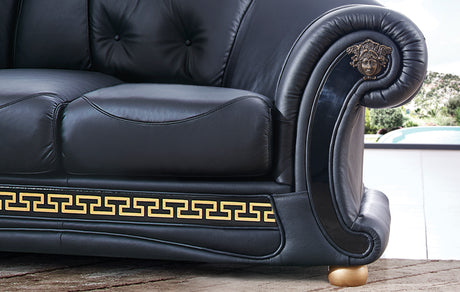 Apolo Black Italian Leather RAF Sectional from ESF Furniture - Luna Furniture