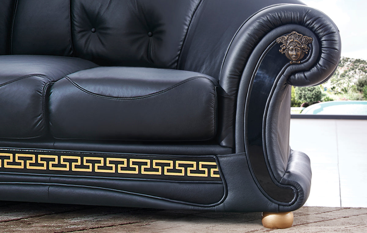 Apolo Black Italian Leather LAF Sectional from ESF Furniture - Luna Furniture