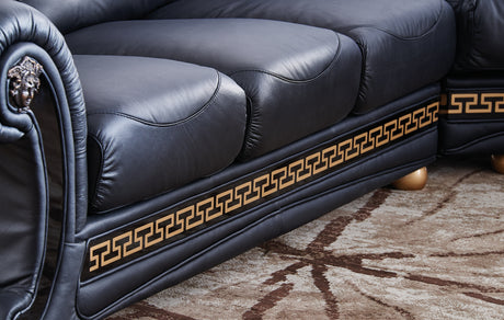Apolo Black Italian Leather RAF Sectional from ESF Furniture - Luna Furniture