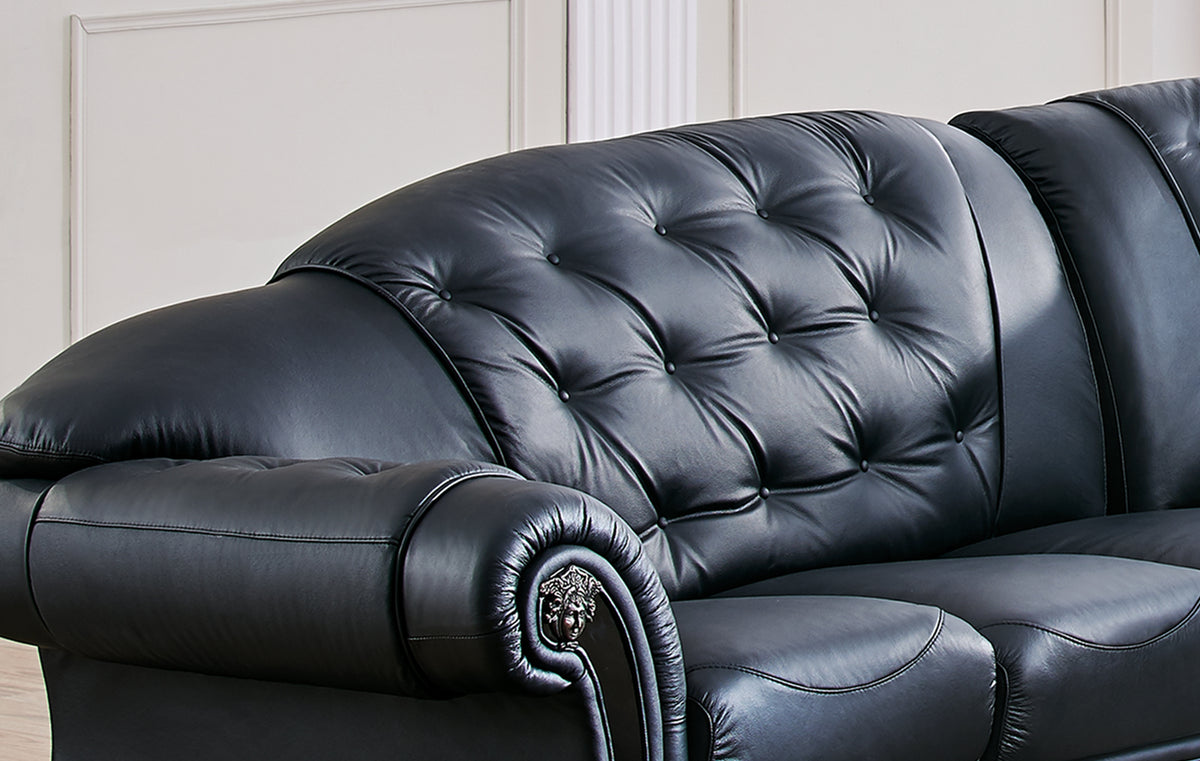 Apolo Black Italian Leather LAF Sectional from ESF Furniture - Luna Furniture