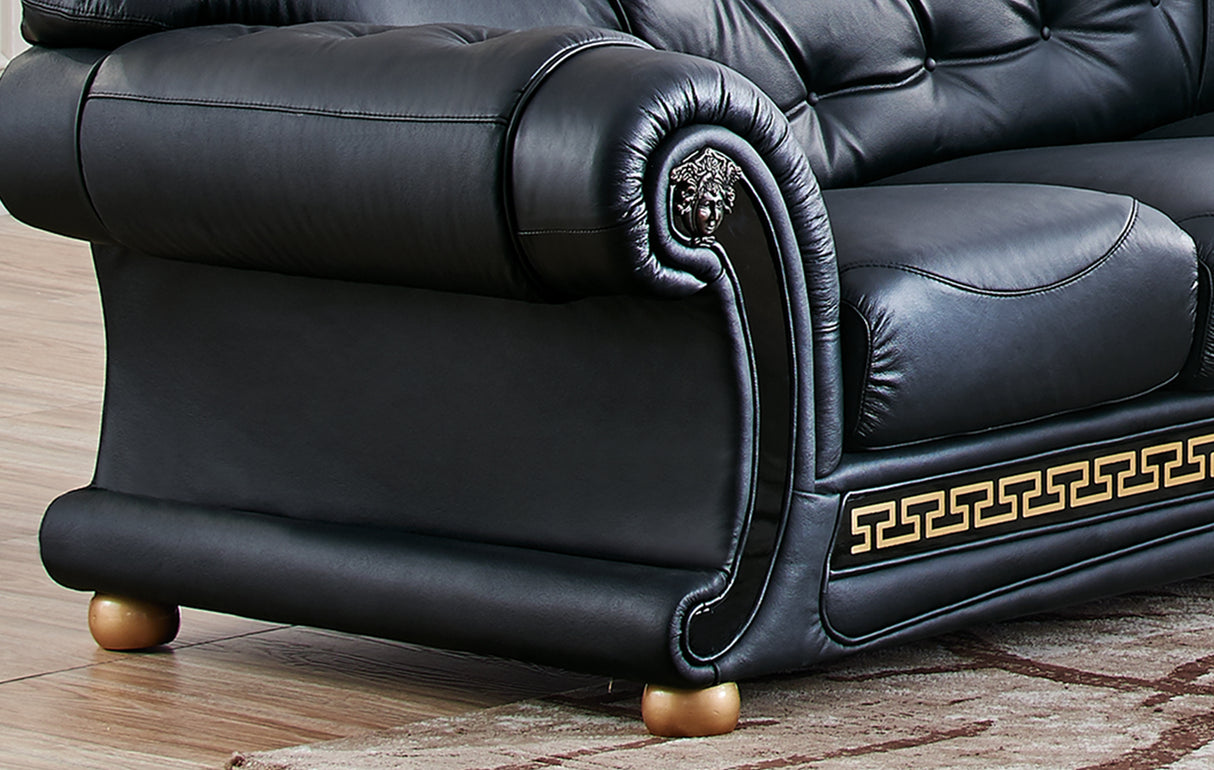 Apolo Black Italian Leather RAF Sectional from ESF Furniture - Luna Furniture