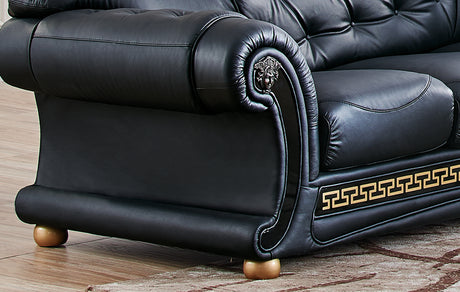 Apolo Black Italian Leather RAF Sectional from ESF Furniture - Luna Furniture