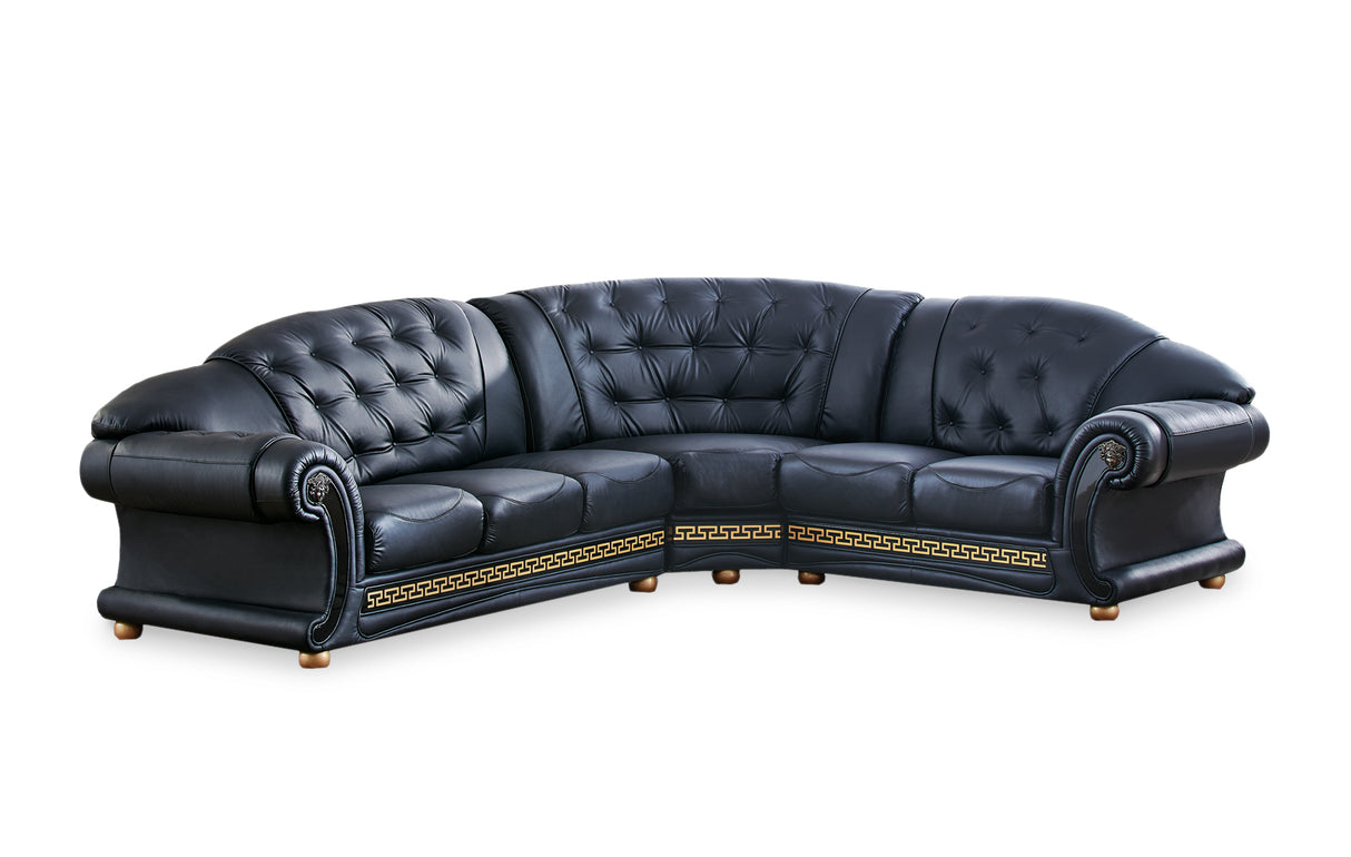 Apolo Black Italian Leather LAF Sectional from ESF Furniture - Luna Furniture