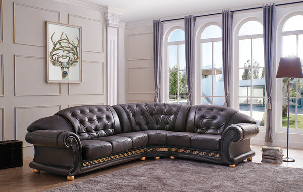 Apolo Brown Italian Leather RAF Sectional