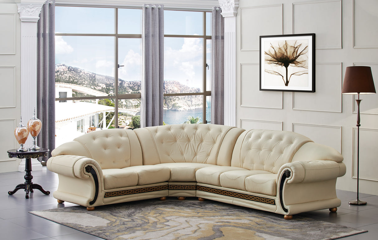 Apolo Ivory Italian Leather RAF Sectional from ESF Furniture - Luna Furniture