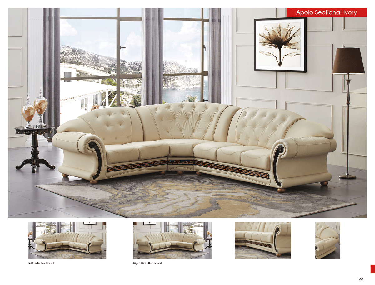 Apolo Ivory Italian Leather RAF Sectional from ESF Furniture - Luna Furniture