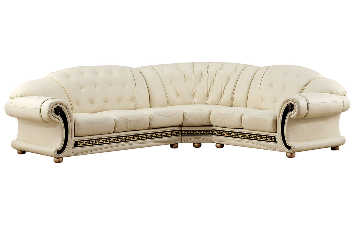 Apolo Ivory Italian Leather RAF Sectional from ESF Furniture - Luna Furniture