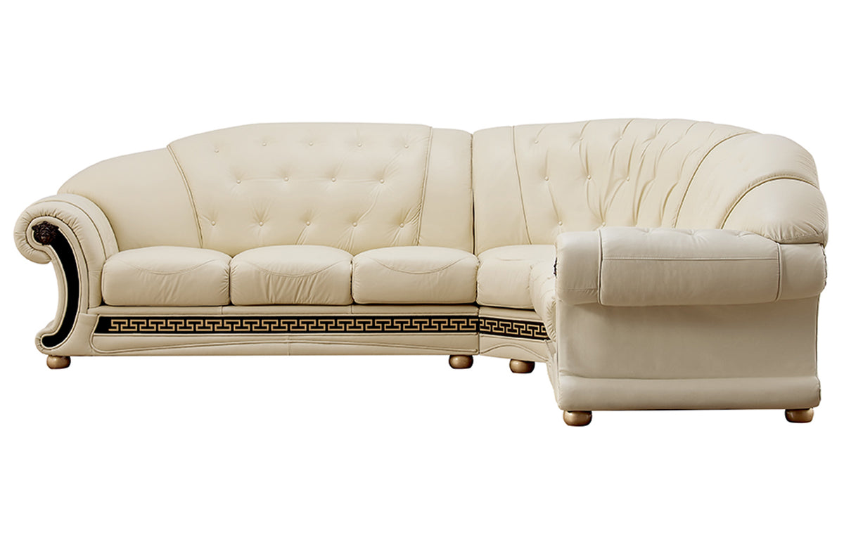 Apolo Ivory Italian Leather LAF Sectional from ESF Furniture - Luna Furniture