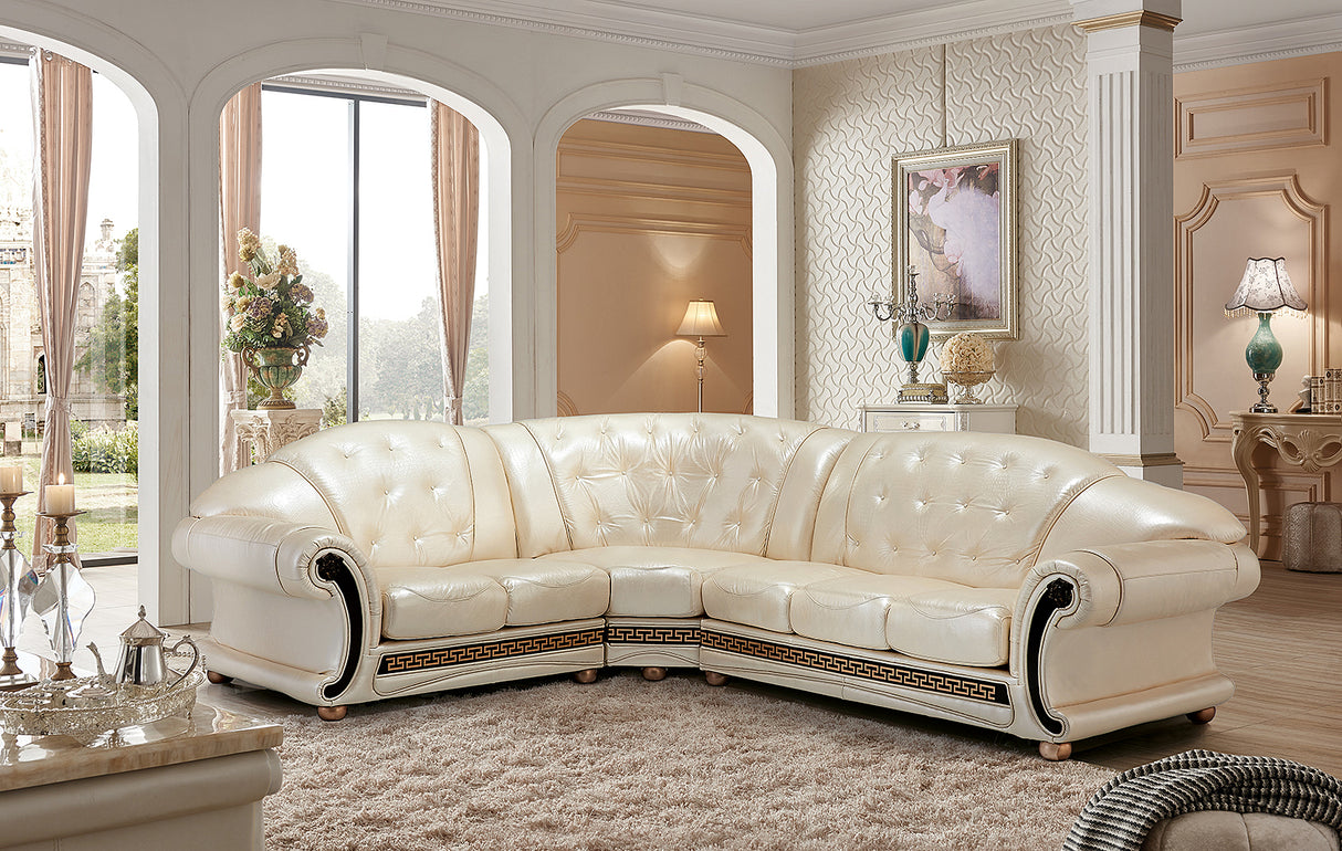 Apolo Pearl Italian Leather RAF Sectional from ESF Furniture - Luna Furniture