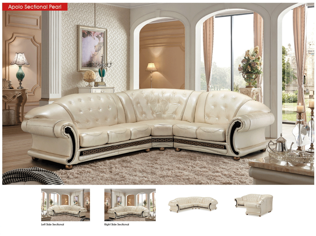 Apolo Pearl Italian Leather RAF Sectional from ESF Furniture - Luna Furniture