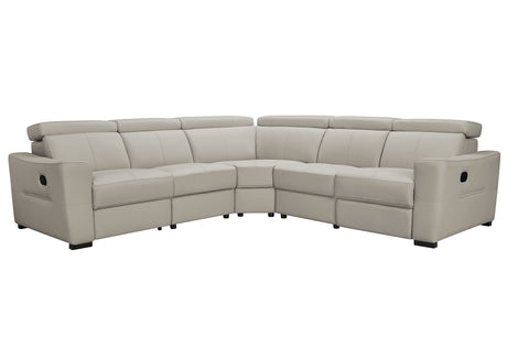 6021 Gray/Silver Top-grain Leather Reclining Sectional from ESF Furniture - Luna Furniture