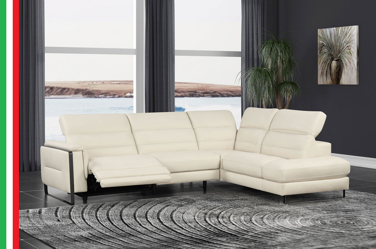 Eminence Bianco Latte Top-grain Leather RAF Sectional