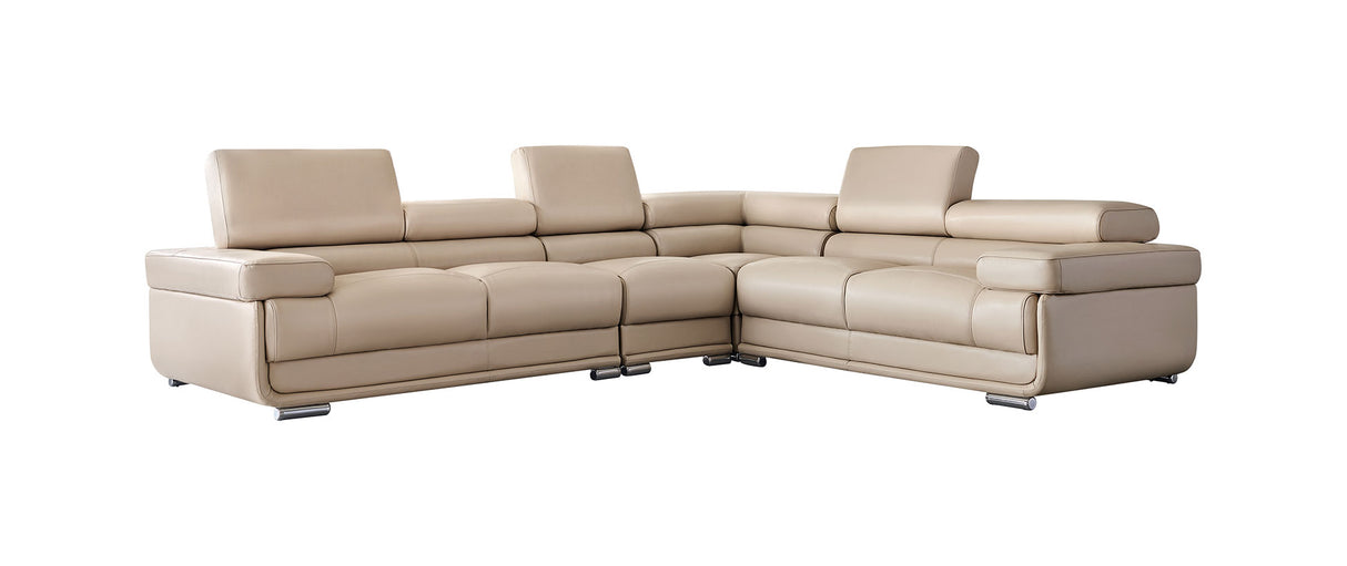 2119 Cream Beige 4-Piece Top-Grain Leather Sectional from ESF Furniture - Luna Furniture