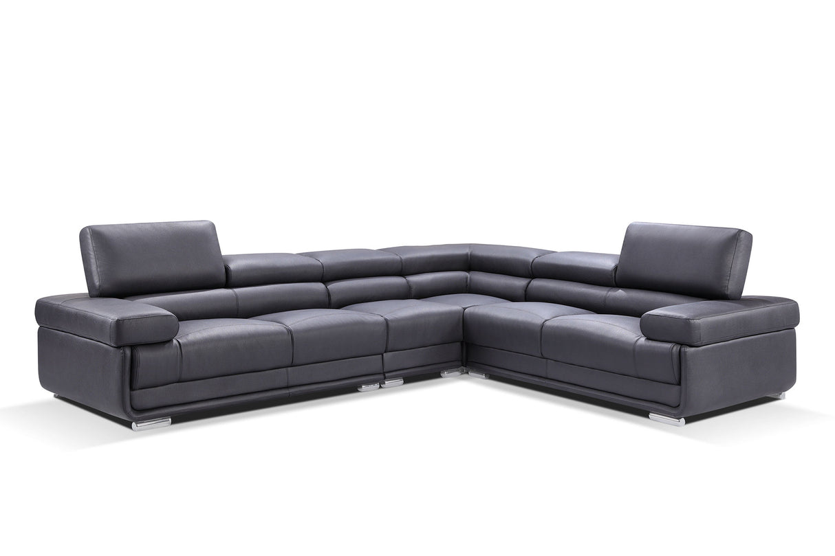 2119 Black 4-Piece Top-Grain Leather Sectional from ESF Furniture - Luna Furniture