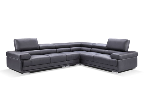 2119 Black 4-Piece Top-Grain Leather Sectional from ESF Furniture - Luna Furniture