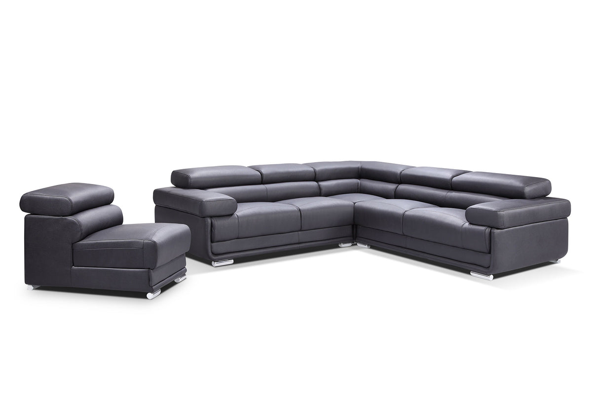 2119 Black 4-Piece Top-Grain Leather Sectional from ESF Furniture - Luna Furniture