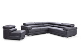 2119 Black 4-Piece Top-Grain Leather Sectional from ESF Furniture - Luna Furniture