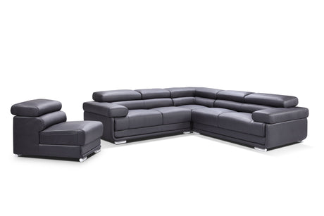 2119 Black 4-Piece Top-Grain Leather Sectional from ESF Furniture - Luna Furniture