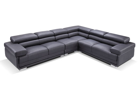 2119 Black 4-Piece Top-Grain Leather Sectional from ESF Furniture - Luna Furniture