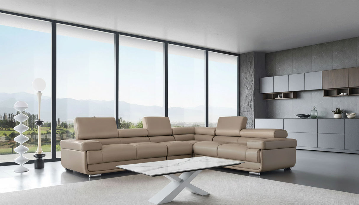 2119 Light Beige 4-Piece Top-Grain Leather Sectional from ESF Furniture - Luna Furniture