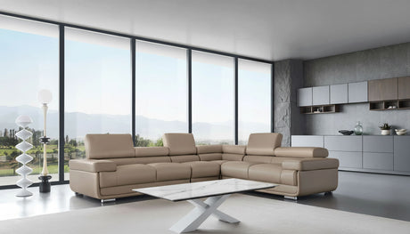 2119 Light Beige 4-Piece Top-Grain Leather Sectional from ESF Furniture - Luna Furniture