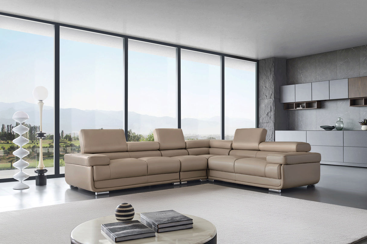 2119 Cream Beige 4-Piece Top-Grain Leather Sectional from ESF Furniture - Luna Furniture
