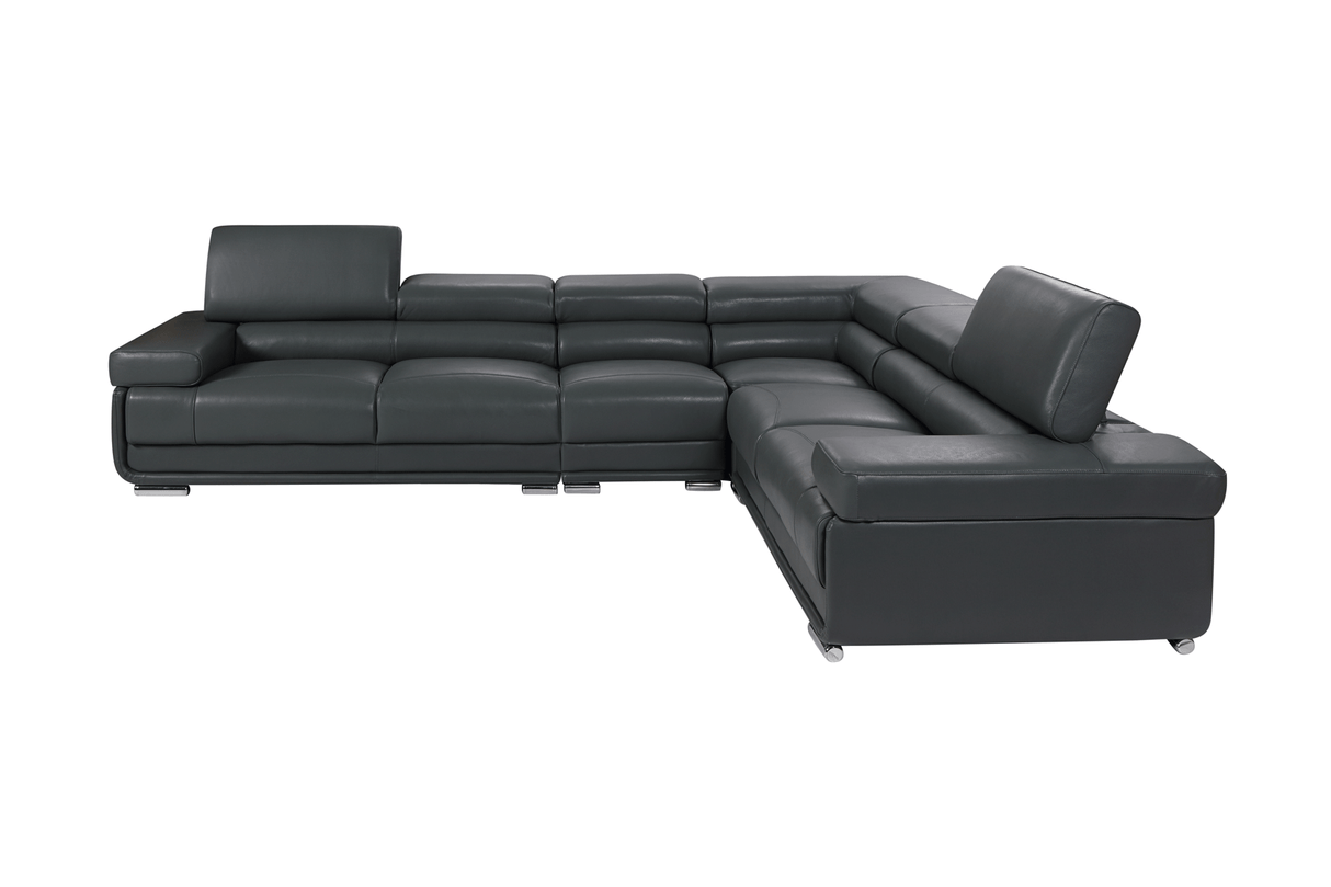 2119 Dark Grey 4-Piece Top-Grain Leather Sectional from ESF Furniture - Luna Furniture