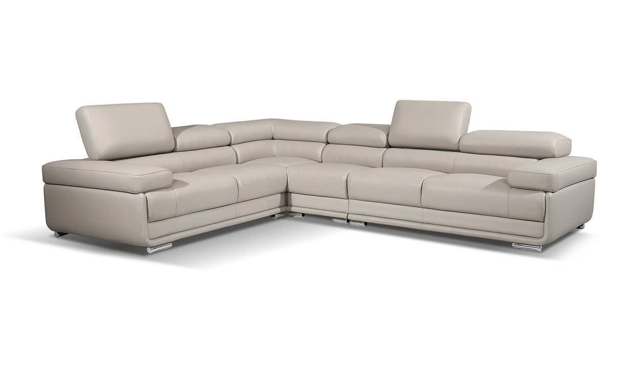 2119 Gray 4-Piece Top-Grain Leather Sectional from ESF Furniture - Luna Furniture