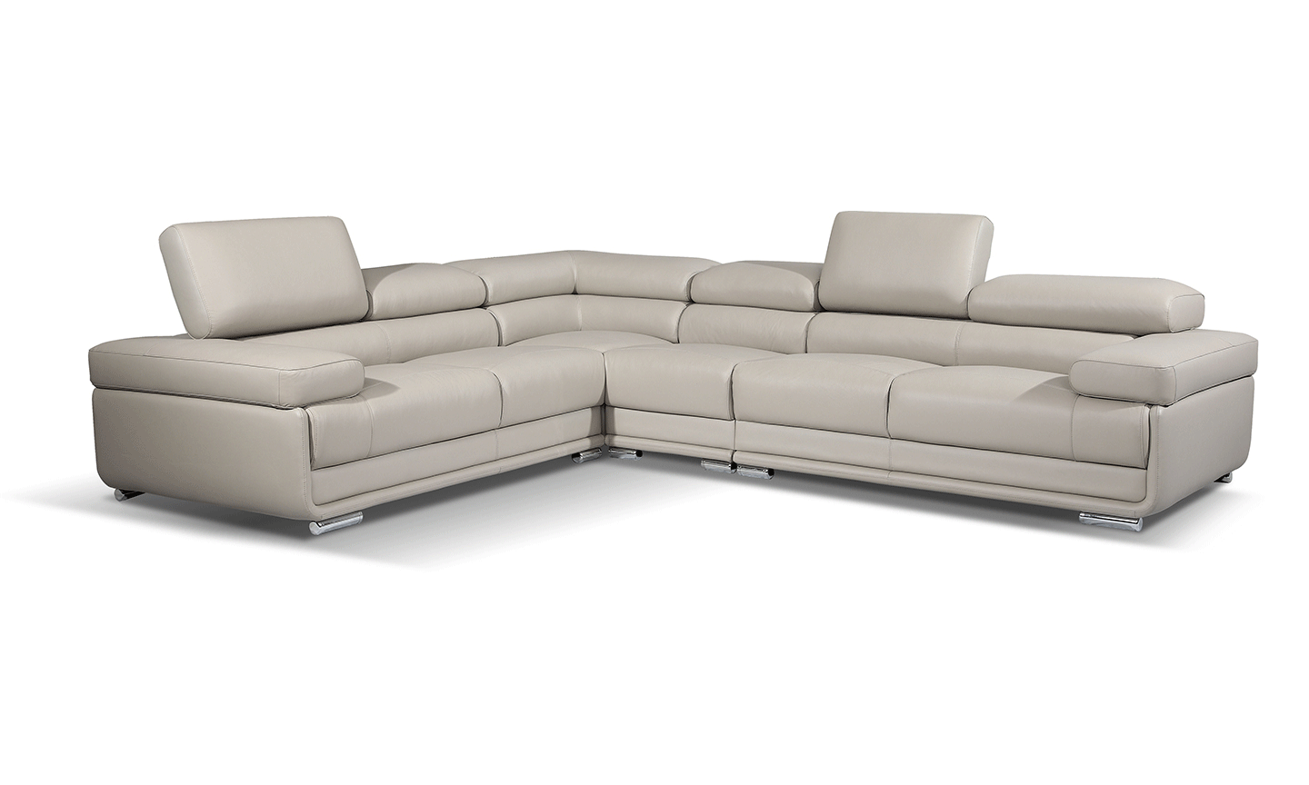 2119 Gray 4-Piece Top-Grain Leather Sectional from ESF Furniture - Luna Furniture