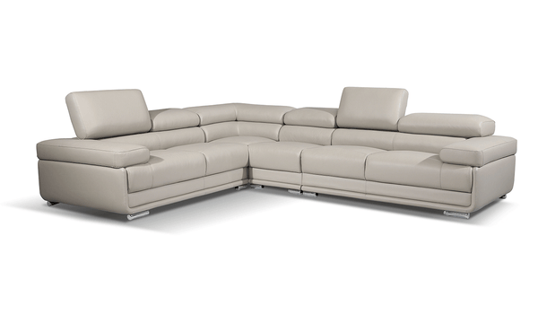2119 Gray 4-Piece Top-Grain Leather Sectional