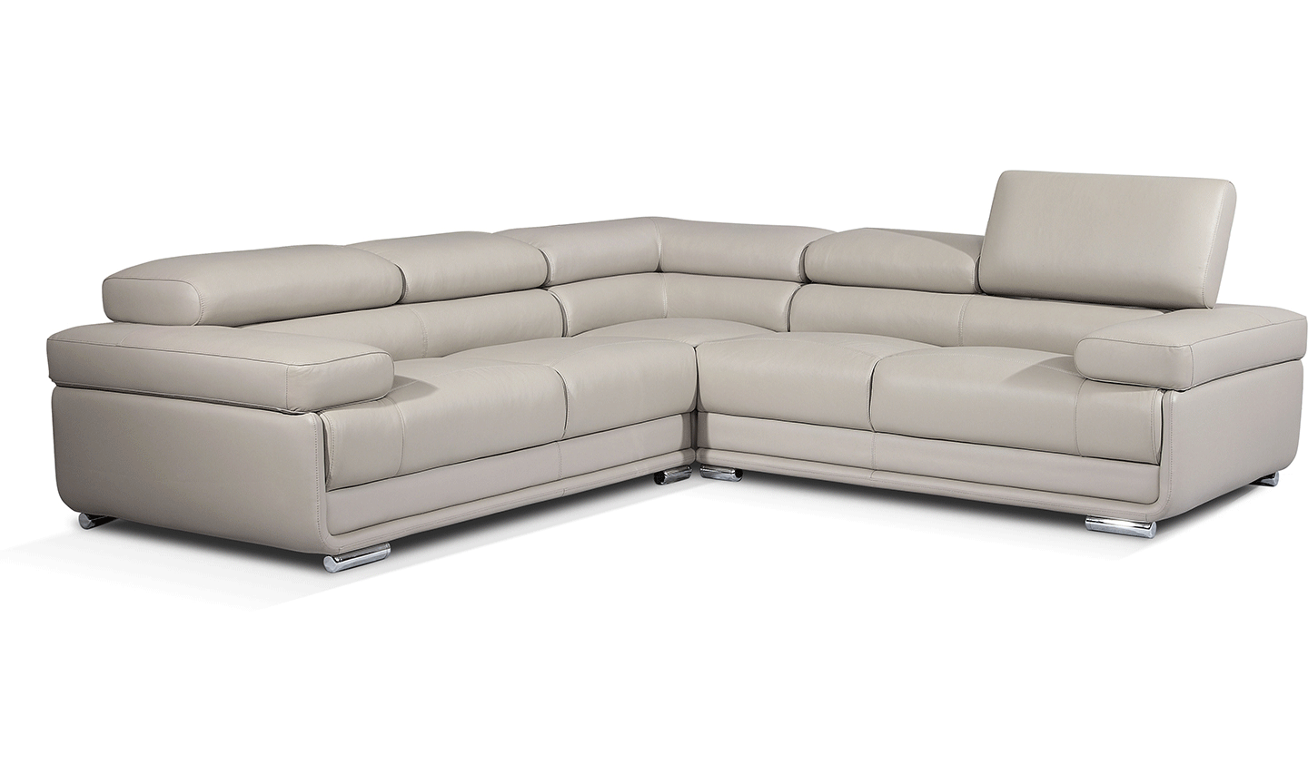 2119 Gray 4-Piece Top-Grain Leather Sectional from ESF Furniture - Luna Furniture
