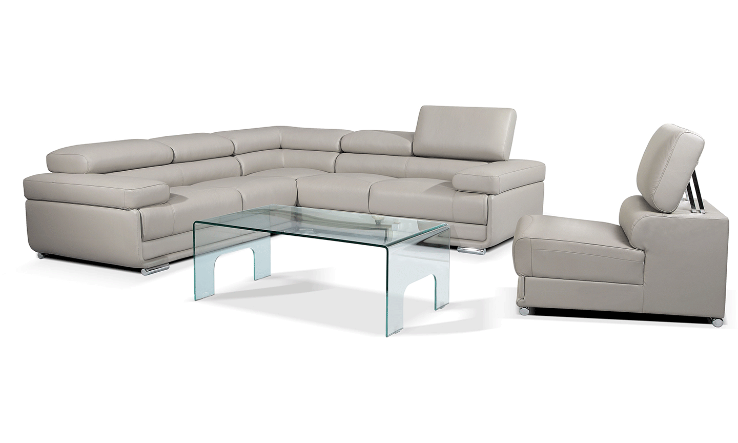 2119 Gray 4-Piece Top-Grain Leather Sectional from ESF Furniture - Luna Furniture