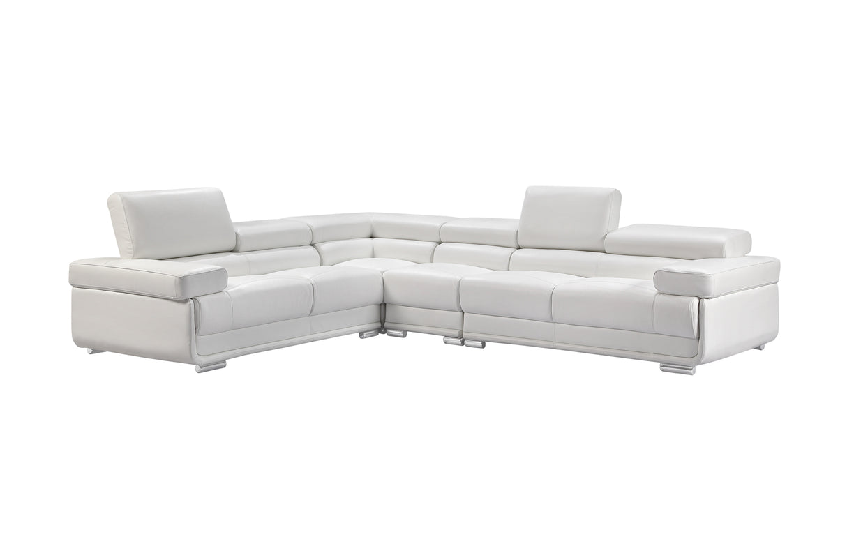 2119 White 4-Piece Top-Grain Leather Sectional from ESF Furniture - Luna Furniture