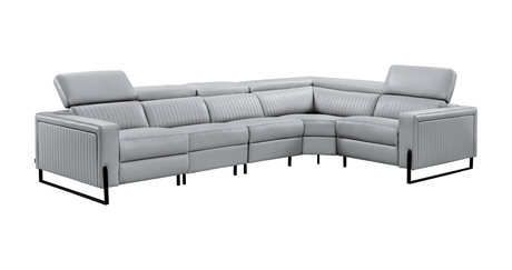 2787 Grey/Silver Top-grain Leather Power Reclining Sectional from ESF Furniture - Luna Furniture