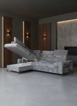 Daytona Silver Storage Sleeper LAF Chaise Sectional from ESF Furniture - Luna Furniture