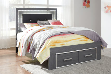 Lodanna Full Panel Bed with 2 Storage Drawers with Dresser in Gray from Ashley - Luna Furniture