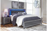 Lodanna Gray King LED Upholstered Panel Bed from Ashley - Luna Furniture