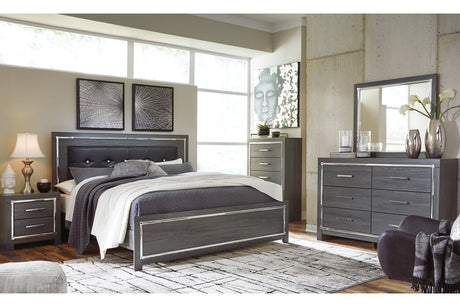 Lodanna Gray King LED Upholstered Panel Bed from Ashley - Luna Furniture