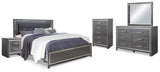 Lodanna Gray King Panel Bed, Dresser, Mirror, Chest and 2 Nightstands from Ashley - Luna Furniture