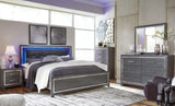 Lodanna Gray King Panel Bed, Dresser, Mirror, Chest and 2 Nightstands from Ashley - Luna Furniture