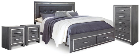 Lodanna Gray King Storage Bed, Chest and 2 Nightstands from Ashley - Luna Furniture