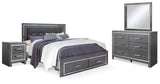 Lodanna Gray King Storage Bed, Dresser, Mirror and 2 Nightstands from Ashley Furniture - Luna Furniture