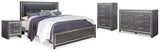 Lodanna Gray King Upholstered Panel Bed, Dresser, Chest and 2 Nightstands from Ashley - Luna Furniture