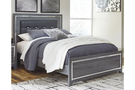 Lodanna Gray Queen LED Upholstered Panel Bed from Ashley - Luna Furniture