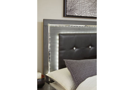 Lodanna Gray Queen LED Upholstered Panel Bed from Ashley - Luna Furniture