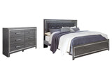 Lodanna King Panel Bed with Dresser in Gray from Ashley - Luna Furniture