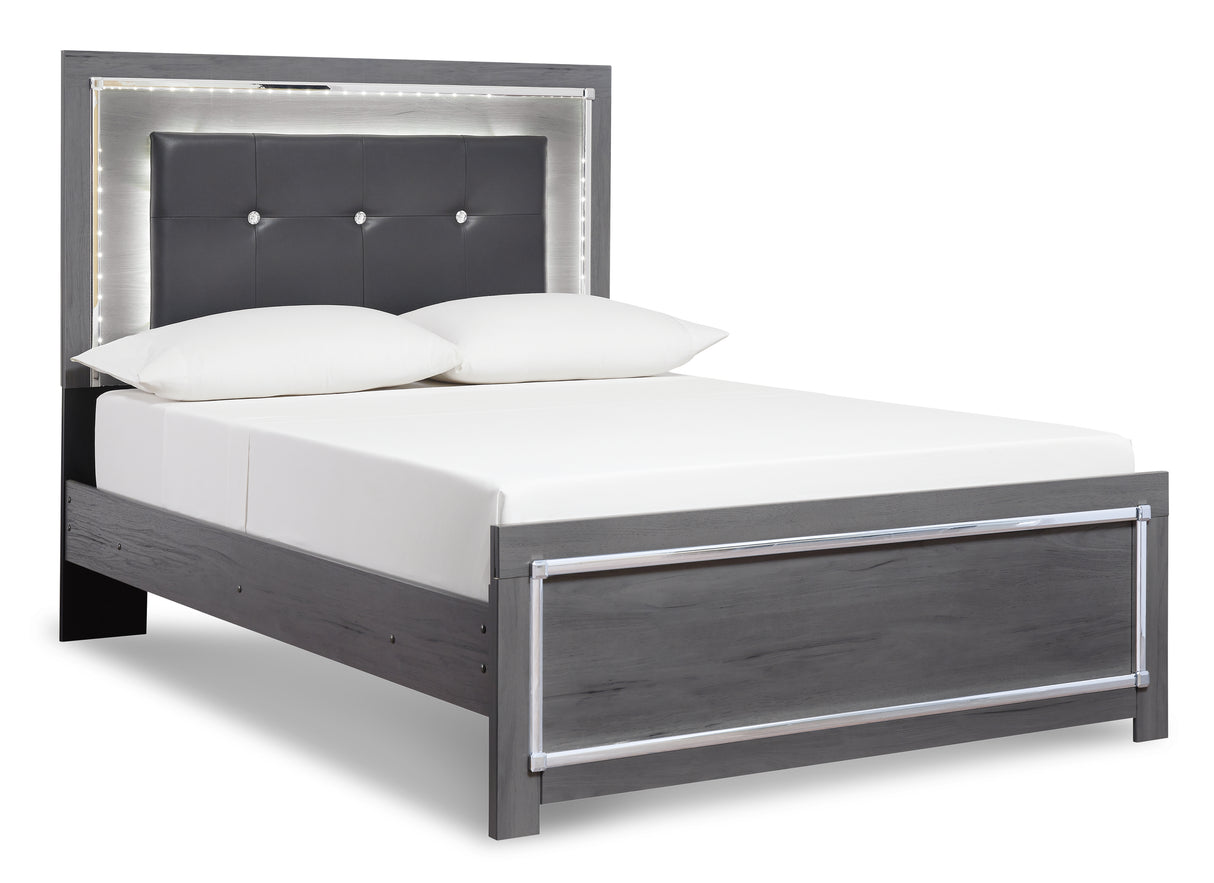 Lodanna King Panel Bed with Dresser in Gray from Ashley - Luna Furniture