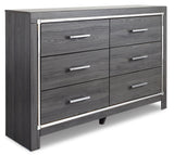 Lodanna King Panel Bed with Dresser in Gray from Ashley - Luna Furniture